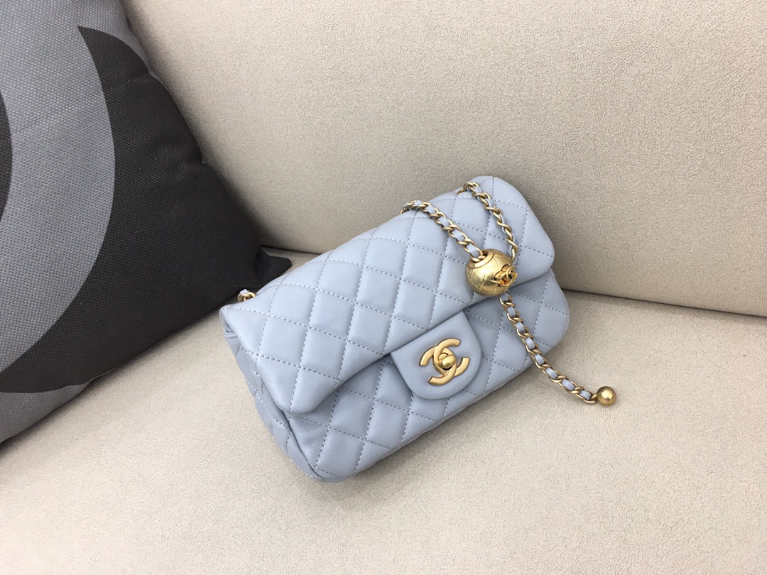 Small Classic Flap Lambskin Bag AS1787 Light Blue